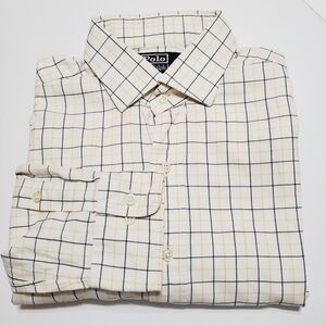 Polo Ralph Lauren Cream Check Pattern Men's Dress Shirt 16.5-35" Regent Fit